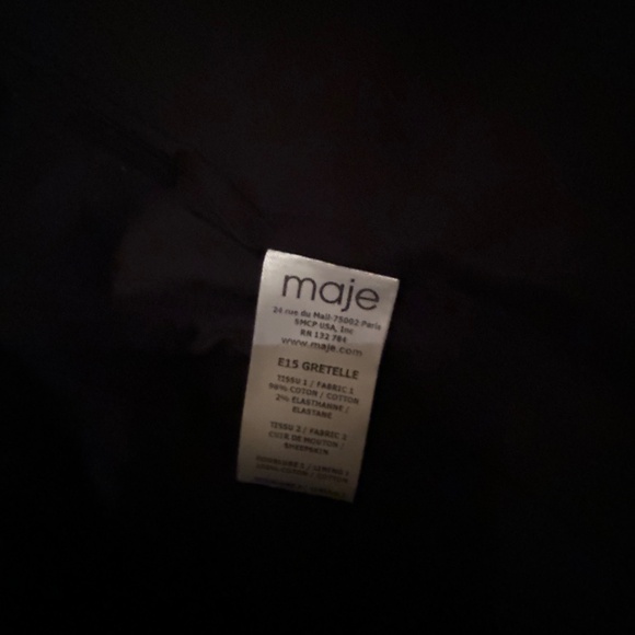 Maje Gretelle Leather Trimmed Jacquard Knit Black Coat Jacket size 36 - Picture 5 of 7